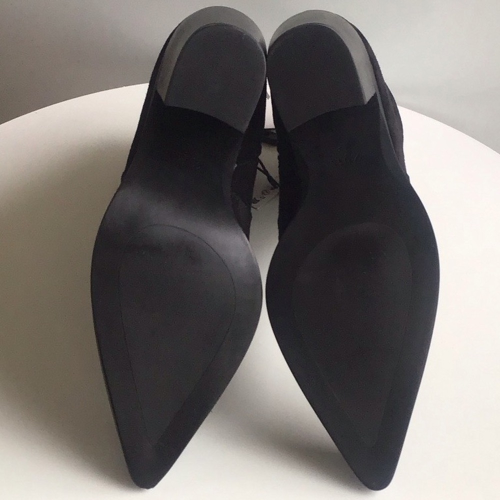 Zara leather western Black Suede heeled Ankle Boots - Picture 8 of 16